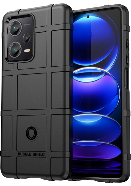 Xiaomi Redmi Için Note 12 Pro+ 5g Koruyucu Telefon Kılıfı Engebeli Kare Izgara Dokusu Anti-Fall Tpu Kapağı-Siyah (Yurt Dışından)