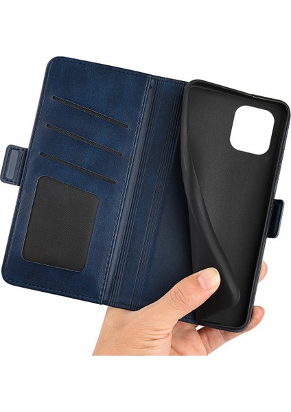 Xiaomi Için Redmi A1 4g/a2 4g Buzağı Doku Pu Deri Deri Anti-Sracratch Telefon Kılıfı Çift Manyetik Toka Tam Koruma Telefon Flip Stand Cüzdan Kapak Mavisi (Yurt Dışından)