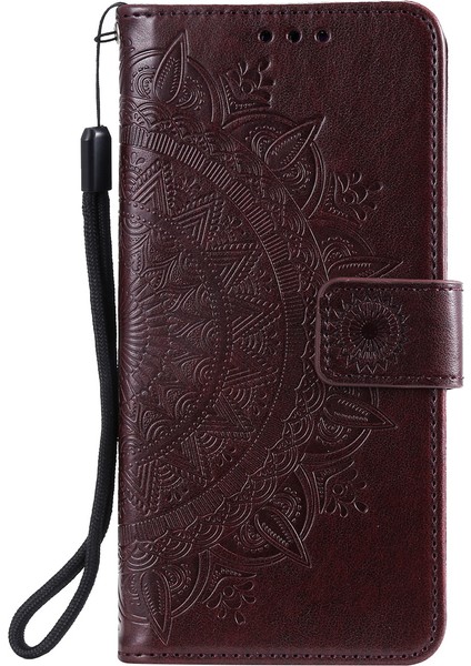 Baskılı Mandala Çiçek Cüzdan Deri Kılıfı Xiaomi Redmi K40-BROWN Için Kayış (Yurt Dışından)