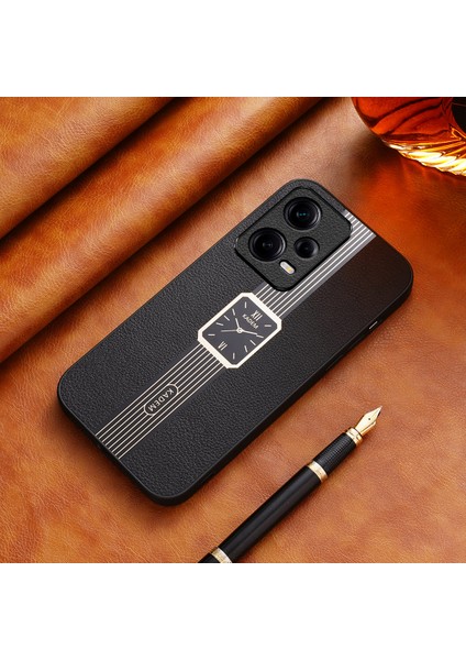 Xiaomi Redmi Için Note 12 Pro 5g Kapak Deri+Tpu+Akrilik Izleme Deseni Koruyucu Case-Black (Yurt Dışından)