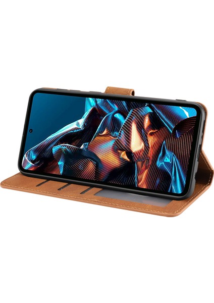 Xiaomi Redmi Için Note 12 Pro 5g/note 12 Pro Speed ​​5g/poco X5 Pro 5g Pu Deri Stand Cüzdan Kapağı Strap-Brown (Yurt Dışından)