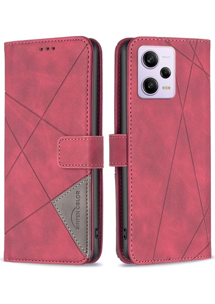 Xiaomi Redmi Için Flip Deri Kılıfı Not 12 Pro 5g/not 12 Pro Speed ​​5g/poco X5 Pro 5g Telefon Vaka Telefon Cüzdan Standı Kapak-Kırmızı (Yurt Dışından)