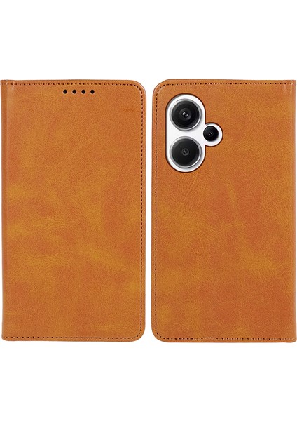 Xiaomi Redmi Için Note 13 Pro+ 5g Kasa Şok Geçirmez Pu Deri Deri Cep Telefonu Kapak-Khaki (Yurt Dışından)