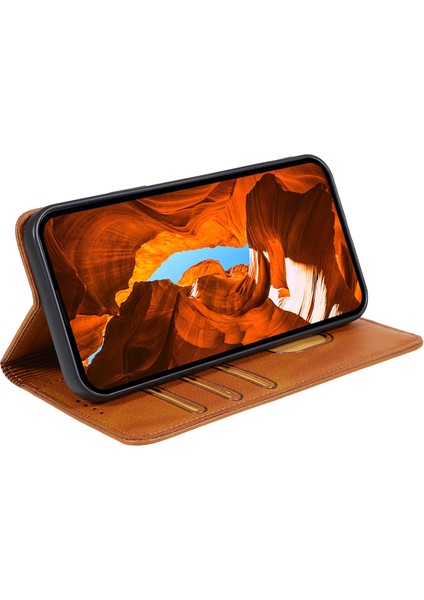 Xiaomi Redmi Için Note 13 Pro+ 5g Kasa Şok Geçirmez Pu Deri Deri Cep Telefonu Kapak-Khaki (Yurt Dışından)