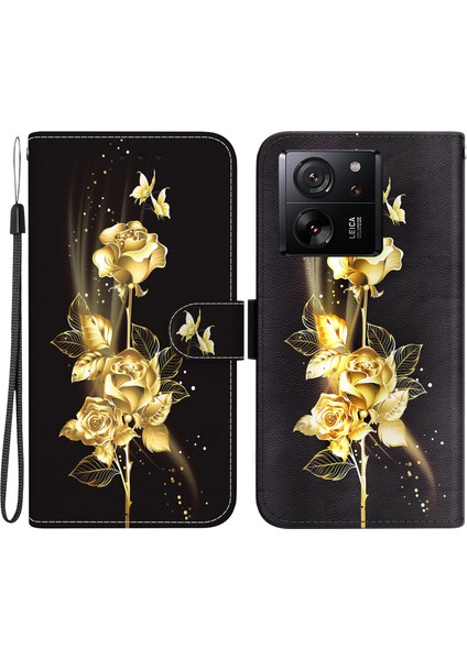 Xiaomi Için Redmi K60 ULTRA/13T/13T Pro Vaka Desen Baskı Telefon Standı Kapak Alt Kelebek Gül (Yurt Dışından)