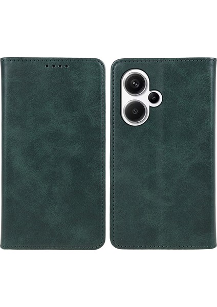 Xiaomi Için Redmi Note 13 Pro+ 5g Kasa Şok Geçirmez Pu Deri Cüzdan Cep Telefonu Kapak Yeşil (Yurt Dışından)