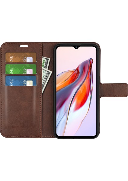 Xiaomi Redmi Için 12C 4g Buzağı Doku Pu Deri Deri Stand Cüzdan Kılıfı Kare Manyetik Toka Telefon Kapak Kılıfı (Yurt Dışından) modelleri