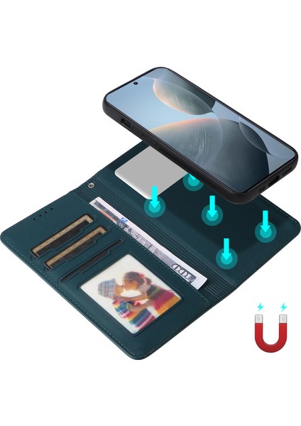 Xiaomi Redmi K70E 5g Stand Kılıfı 2'si 1 Arada Manyetik Çıkarılabilir Telefon Deri Kapak-Mavi Için (Yurt Dışından) modelleri