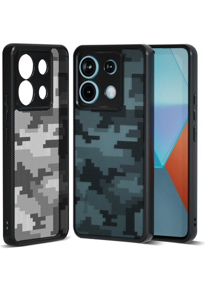 Xiaomi Redmi Note 13 Pro 5g Kılıf Için Tpu+Pc Çizilmez Telefon Kapağı-Izgara Kamuflaj (Yurt Dışından)