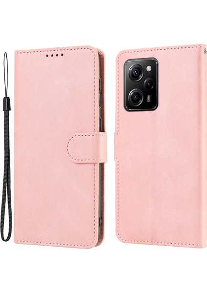 Xiaomi Redmi Için Note 12 Pro 5g/note 12 Pro Speed ​​5g/poco X5 Pro 5g Pu Deri Deri Stand Cüzdan Kapağı Strap-Pink ile (Yurt Dışından)
