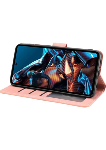 Xiaomi Redmi Için Note 12 Pro 5g/note 12 Pro Speed ​​5g/poco X5 Pro 5g Pu Deri Deri Stand Cüzdan Kapağı Strap-Pink ile (Yurt Dışından)