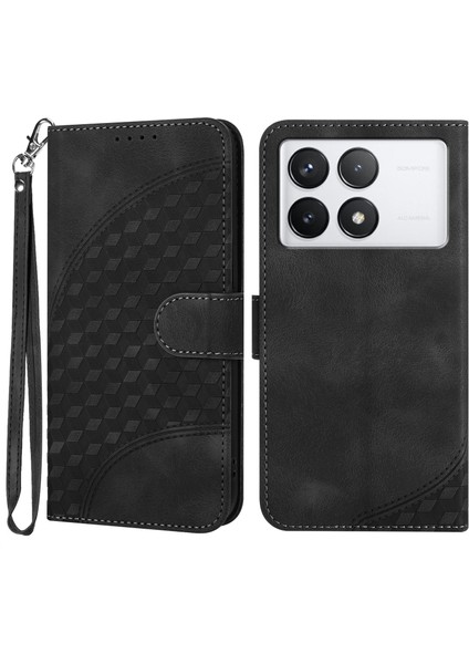 Xiaomi Için Redmi K70 5G/K70 Pro 5g Case Fil Kafa Deseni Deri Deri Flip Telefon Kapağı Black (Yurt Dışından)