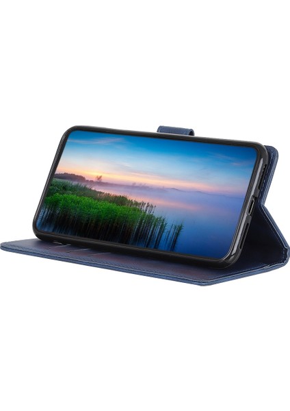 Xiaomi Redmi Için Note 13 Pro 5g Cep Telefon Kılıfları Cowhide Doku Pu Deri Kapak Blue (Yurt Dışından)