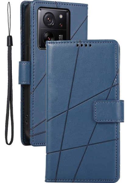 Xiaomi 13T/13T Pro/redmi K60 Ultra Case Hatlar Için Baskılı Deri Stand Cüzdan Telefon Kapak Mavisi (Yurt Dışından)