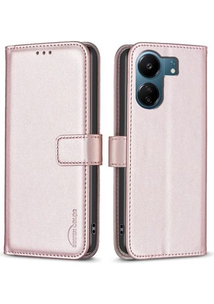 Xiaomi Redmi Için 13C 4g/poco C65 4g Case Pu Pu Deri Yatay Stand Telefon Kapak Golü Altın (Yurt Dışından)