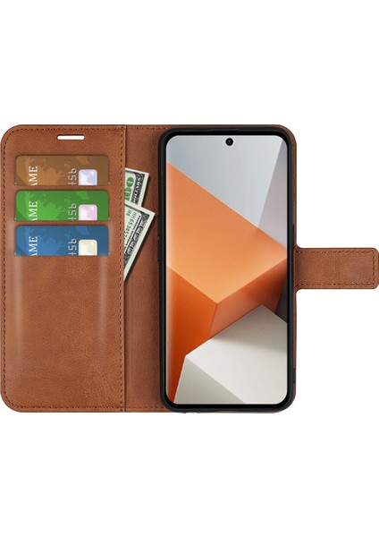 Xiaomi Için Redmi Note 13 Pro+ 5g Kasa Pu Pu Deri Buzağı Doku Telefon Stand Kapak Işık Kahverengi (Yurt Dışından) fiyatları