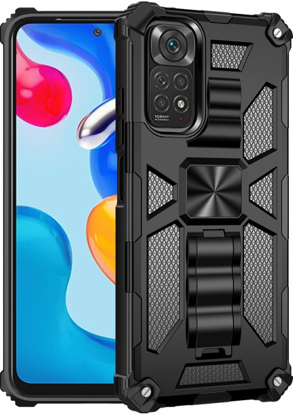 Xiaomi Redmi Için Note 11S 4g/not 11 4g (Qualcomm) Telefon Kılıfı Çekmeye Dayanıklı Iç Tpu+Sert Pc Şok Geçirmez Arka Kapak Kickstand-Black (Yurt Dışından)