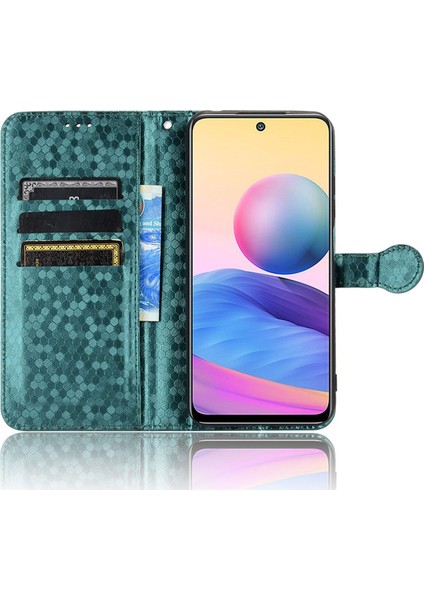 Xiaomi Için Redmi Not 10T 5g/redmi Not 10 5g/poco M3 Pro 4g/5g Fingerprint Baskılı Dot Desen Pu Deri Telefon Kılıfı Cüzdan Stand Flip Hafif Cep Telefon Kapağı Kayış-Yeşil (Yurt Dışından) fiyatları