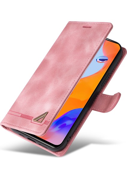 Xiaomi Redmi Için Note 12 Pro 4g/note 11 Pro 4g (Mediatek)/note 11 Pro 5g (Qualcomm) Cilt Touch Deri Telefon Kılıfı Cüzdan Katlama Stand Kabuk-Pembe (Yurt Dışından)