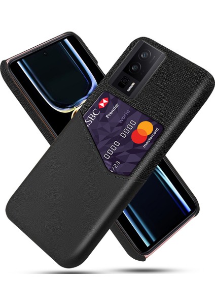 Xiaomi Poco F5 Pro 5g/redmi K60 Pro 5G/K60 5g Pu Deri Kaplamalı Pc Kart Tutucu Kılıf Doku Doku Anti-Slip Telefon Kapak Black (Yurt Dışından)