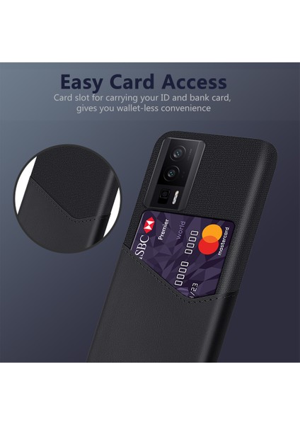 Xiaomi Poco F5 Pro 5g/redmi K60 Pro 5G/K60 5g Pu Deri Kaplamalı Pc Kart Tutucu Kılıf Doku Doku Anti-Slip Telefon Kapak Black (Yurt Dışından) modelleri