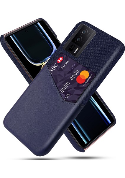Xiaomi Poco F5 Pro 5g/redmi K60 Pro 5G/K60 5g Pu Deri Kaplamalı Pc Kart Tutucu Kılıf Doku Doku Anti-Slip Telefon Kapak Mavisi (Yurt Dışından)
