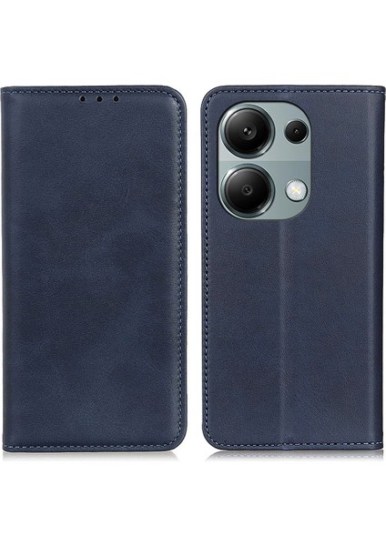 Xiaomi Poco M6 Pro 4g Kılıf Cüzdan Bölünmüş Deri Koruyucu Telefon Kapağı-Mavi (Yurt Dışından)
