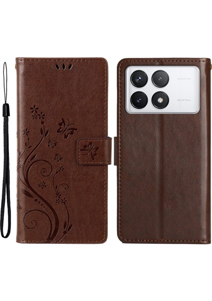 Xiaomi Redmi K70E 5g Kılıf Desenli Cüzdan Tarzı Deri Telefon Kapağı-Kahverengi (Yurt Dışından)