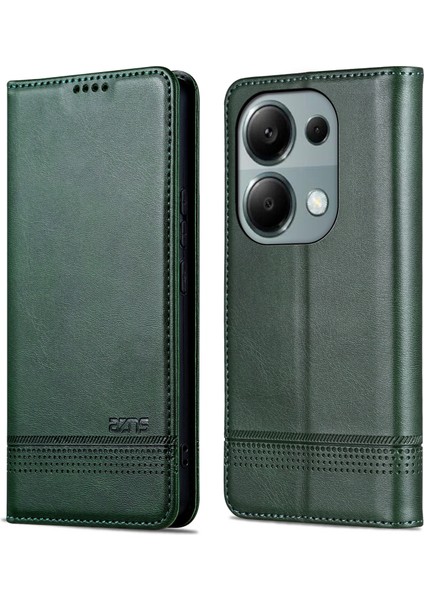 Xiaomi Redmi Note 13 Pro 4g Manyetik Kılıf Pu Deri Standlı Telefon Kapağı-Yeşil (Yurt Dışından)