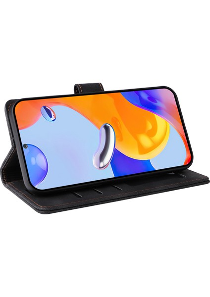 Xiaomi Redmi Için Note 12 Pro 4g/note 11 Pro 4g (Mediatek)/note 11 Pro 5g (Qualcomm) Cilt Touch Deri Telefon Kılıf Cüzdan Katlama Stand Kabuk Black (Yurt Dışından)