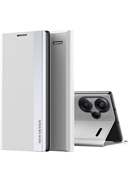 Xiaomi Redmi Note 13 Pro+ 5g Cep Telefonu Kılıfı Için Düşme Önleyici Pc Kabuk Pu Deri Kapak-Beyaz (Yurt Dışından)