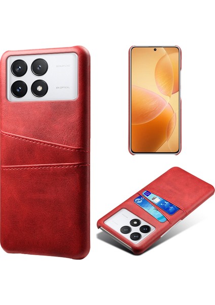 Xiaomi Için Redmi K70E 5g Cep Telefonu Kılıfı Pu+Sert Pc Çift Kart Yuvaları Geri Kapak Kırmızısı (Yurt Dışından)