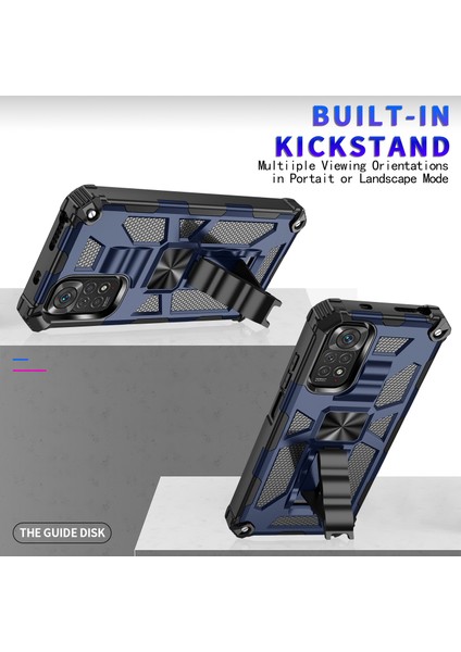 Xiaomi Redmi Için Not 11S 4g/not 11 4g (Qualcomm) Telefon Çantası Çizilmeye Dayanıklı Iç Tpu+Sert Pc Şok Geçirmez Arka Kapak Kickstand-Mavi ile (Yurt Dışından) indirimleri