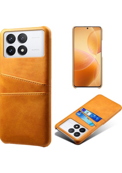 Xiaomi Için Redmi K70E 5g Cep Telefonu Kılıfı Pu+Sert Pc Çift Kart Yuvaları Geri Kapak-Orange (Yurt Dışından)