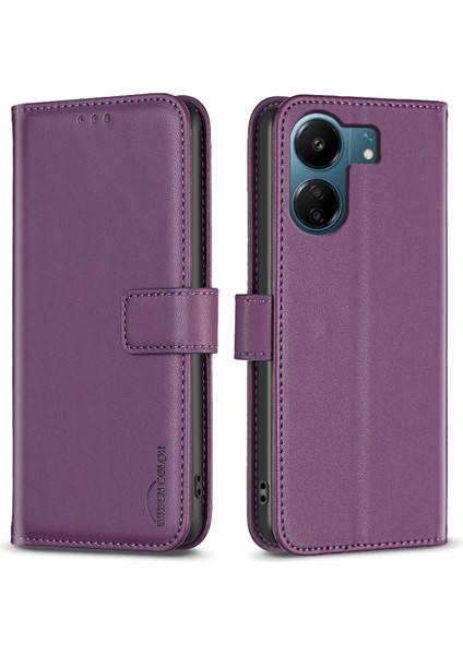 Xiaomi Redmi Için 13C 4g/poco C65 4g Case Pu Pu Deri Yatay Stand Telefon Kapak-Dark Mor (Yurt Dışından)