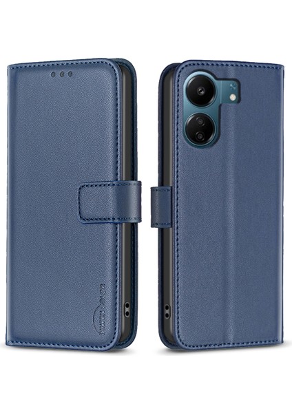 Xiaomi Redmi Için 13C 4g/poco C65 4g Case Pu Pu Deri Yatay Stand Telefon Kapak-Mavisi (Yurt Dışından)