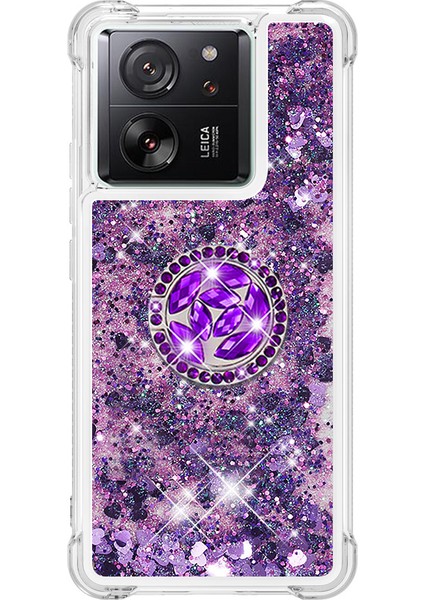 Xiaomi 13T/13T Pro/redmi K60 Ultra Kılıf Sıvı Parıltı Kickstand Telefon Kapak-Dark Mor/kalpler (Yurt Dışından) fiyatları