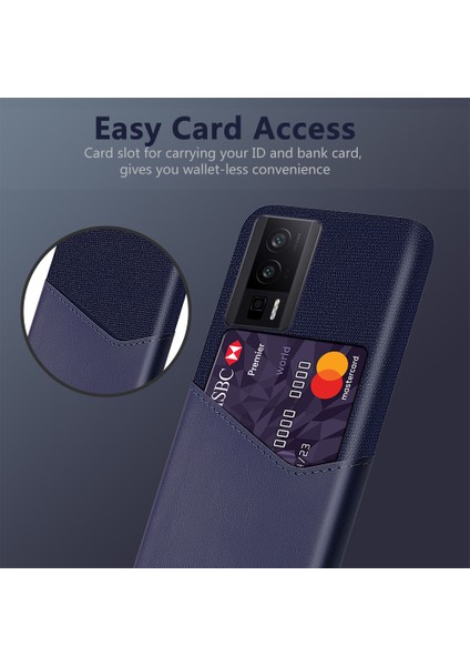 Xiaomi Poco F5 Pro 5g/redmi K60 Pro 5G/K60 5g Pu Deri Kaplamalı Pc Kart Tutucu Kılıf Doku Doku Anti-Slip Telefon Kapak Mavisi (Yurt Dışından) modelleri