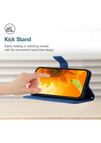 Xiaomi Redmi Için Note 12 Pro 5g/note 12 Pro Speed ​​5g/poco X5 Pro 5g HT04 Flip Case, Ayçiçeği Baskılı Cüzdan Cilt Touch Pu Deri Stand Manyetik Telefon Kapağı El Strap-Sapfire (Yurt Dışından)