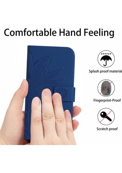 Xiaomi Redmi Için Note 12 Pro 5g/note 12 Pro Speed ​​5g/poco X5 Pro 5g HT04 Flip Case, Ayçiçeği Baskılı Cüzdan Cilt Touch Pu Deri Stand Manyetik Telefon Kapağı El Strap-Sapfire (Yurt Dışından)