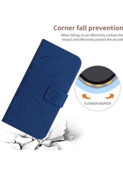 Xiaomi Redmi Için Note 12 Pro 5g/note 12 Pro Speed ​​5g/poco X5 Pro 5g HT04 Flip Case, Ayçiçeği Baskılı Cüzdan Cilt Touch Pu Deri Stand Manyetik Telefon Kapağı El Strap-Sapfire (Yurt Dışından)