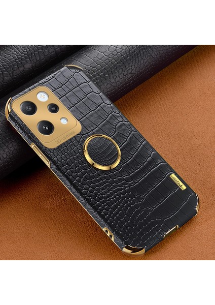 Xiaomi Redmi Için 12 4g Case Timsah Doku Yüzük Kickstand Deri+Tpu Telefon Kapak Black (Yurt Dışından) fiyatları