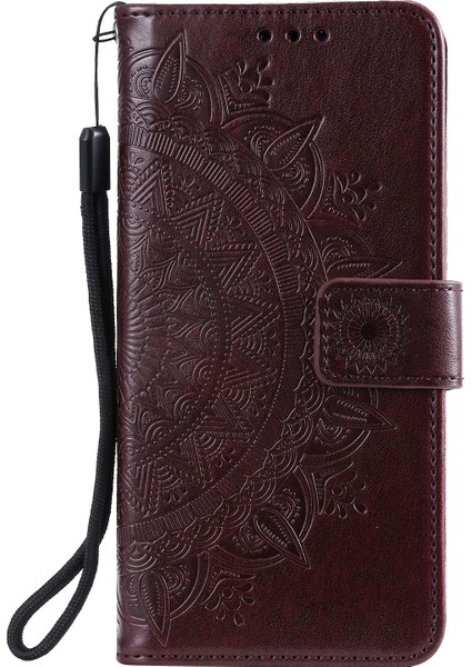 Mandala Desen Cüzdanı Standı Deri Flip Case Xiaomi Redmi Not 7s/not 7/not 7 Pro (Hindistan) -Bark Brown (Yurt Dışından)