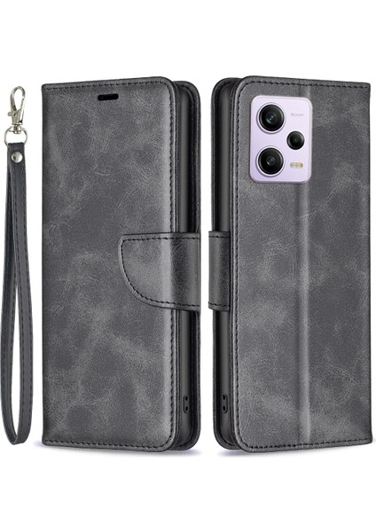 Xiaomi Redmi Için Telefon Kapağı Not 12 Pro 5g/note 12 Pro Speed ​​5g/poco X5 Pro 5g Anti-Drop Cüzdan Standı Kılıf Dergi Deri Kapağı Strap-Black (Yurt Dışından)