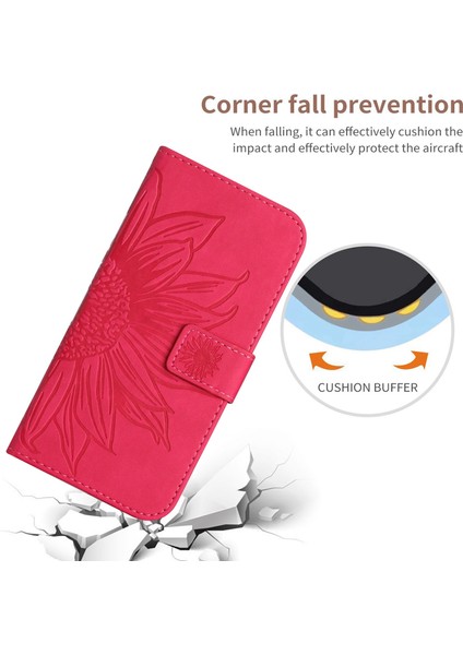 Xiaomi Redmi Için Note 12 Pro 5g/note 12 Pro Speed ​​5g/poco X5 Pro 5g HT04 Flip Kılıfı, Ayçiçeği Baskılı Cüzdan Cilt Touch Pu Deri Stand Manyetik Telefon Kapağı El Strap-Rose ile (Yurt Dışından)