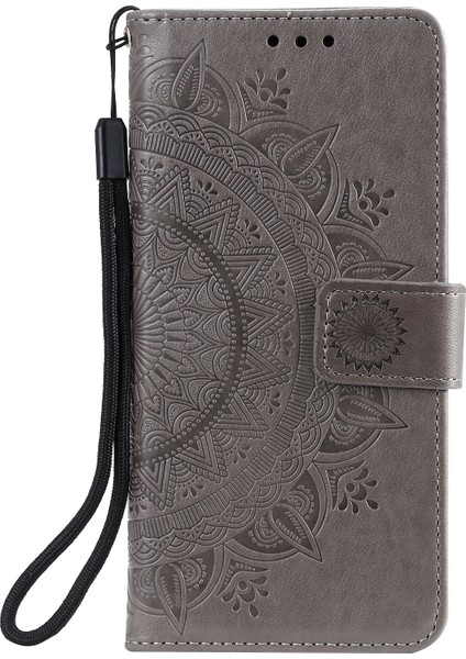 Xiaomi Redmi Için Mandala Desen Desen Deri Deri Flip Kılıf Not 7s/not 7/not 7 Pro (Hindistan) -Grey (Yurt Dışından)