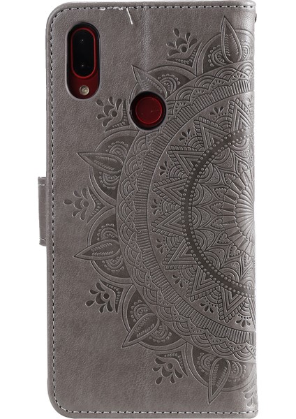 Xiaomi Redmi Için Mandala Desen Desen Deri Deri Flip Kılıf Not 7s/not 7/not 7 Pro (Hindistan) -Grey (Yurt Dışından)