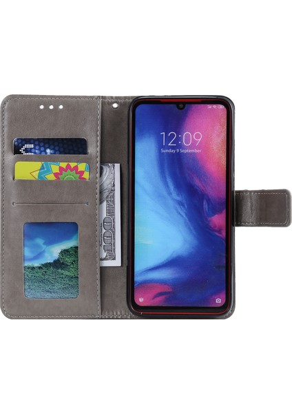 Xiaomi Redmi Için Mandala Desen Desen Deri Deri Flip Kılıf Not 7s/not 7/not 7 Pro (Hindistan) -Grey (Yurt Dışından)