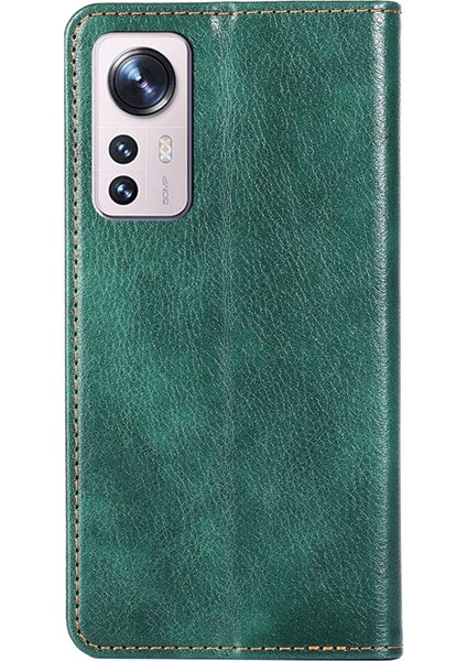 Xiaomi 12 Pro 5G/12S Pro 5g/12 Pro (Boyut) 5g Flip Pu Deri Deri Cüzdan Telefon Kapak Standı Gizli Manyetik Adsorpsiyon Folio Vaka Yeşili (Yurt Dışından) fırsatları