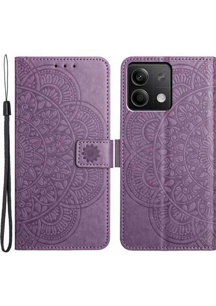 Xiaomi Redmi Note 13 4g Kılıf Manyetik Kapatma Çiçek Desenli Çanta Telefon Kapağı-Mor (Yurt Dışından)
